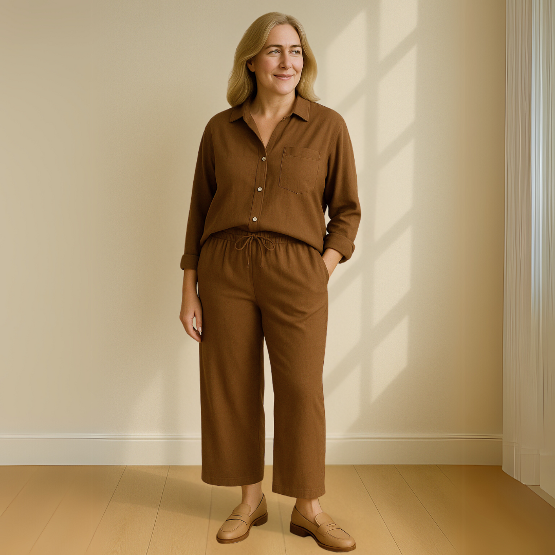 Elegant 2-Piece Outfit: Blouse and Wide-Leg Trousers