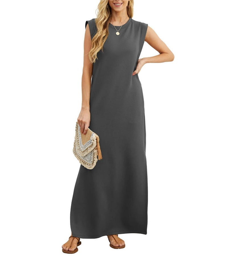 Rosemarie | Casual maxi jurk met split en strijkvrij