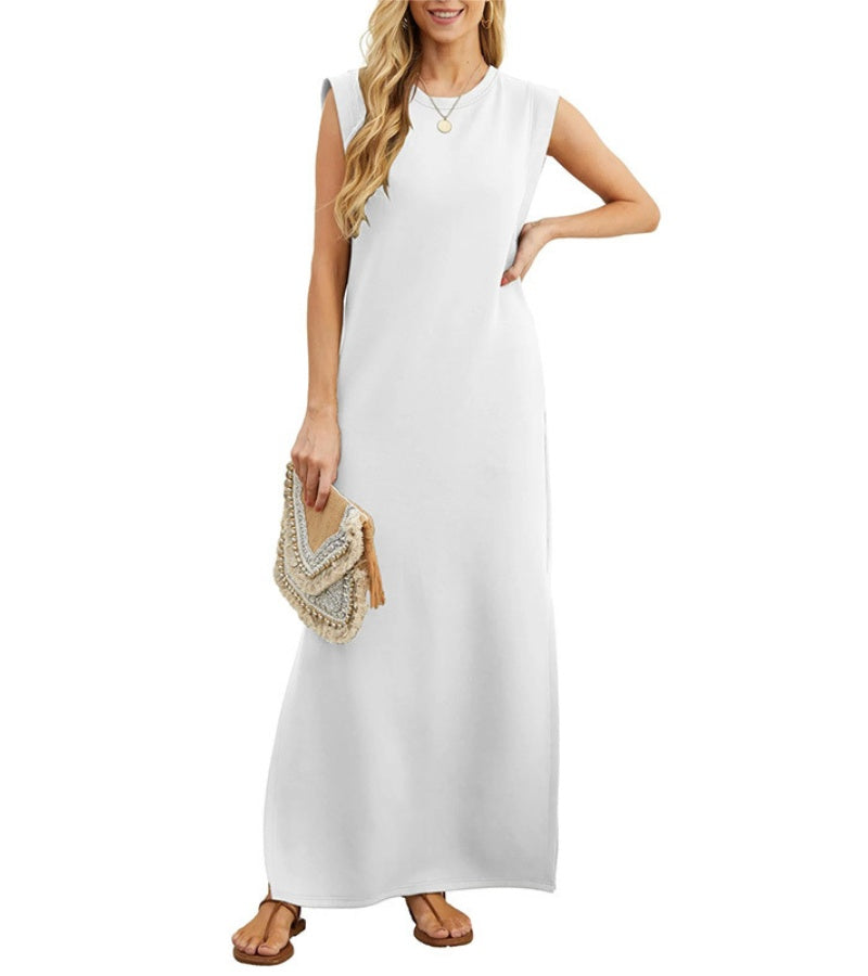 Rosemarie | Casual maxi jurk met split en strijkvrij