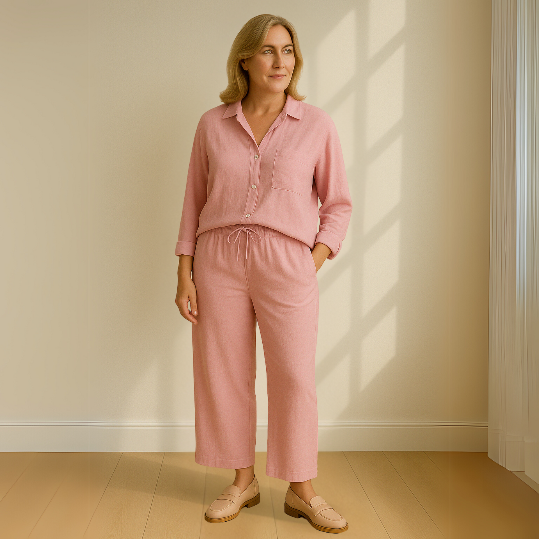 Elegant 2-Piece Outfit: Blouse and Wide-Leg Trousers