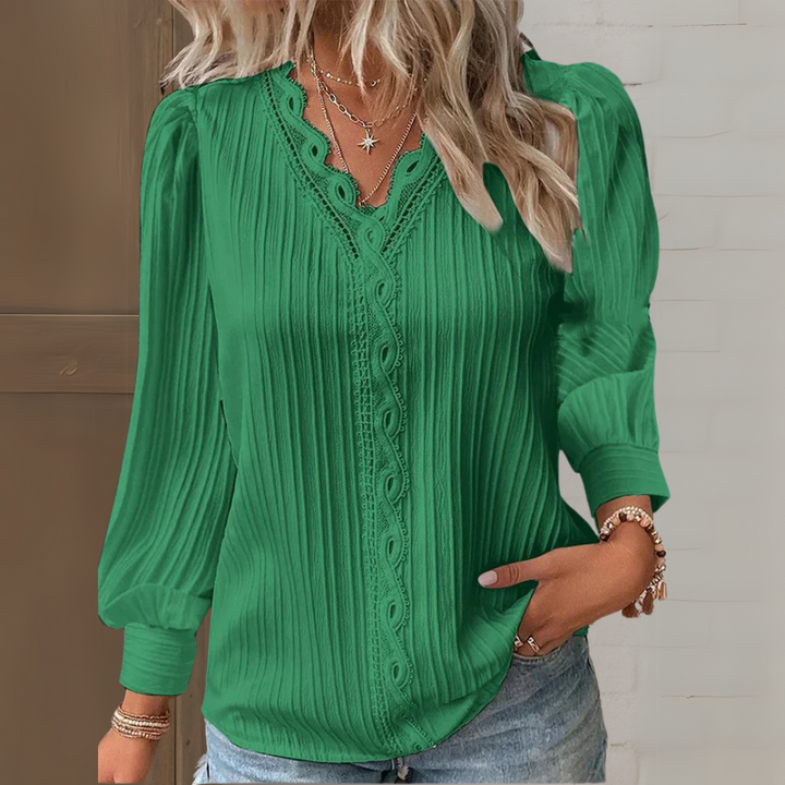 De Bruijn™ | Verfijnde blouse in Ibiza-stijl met kanten details