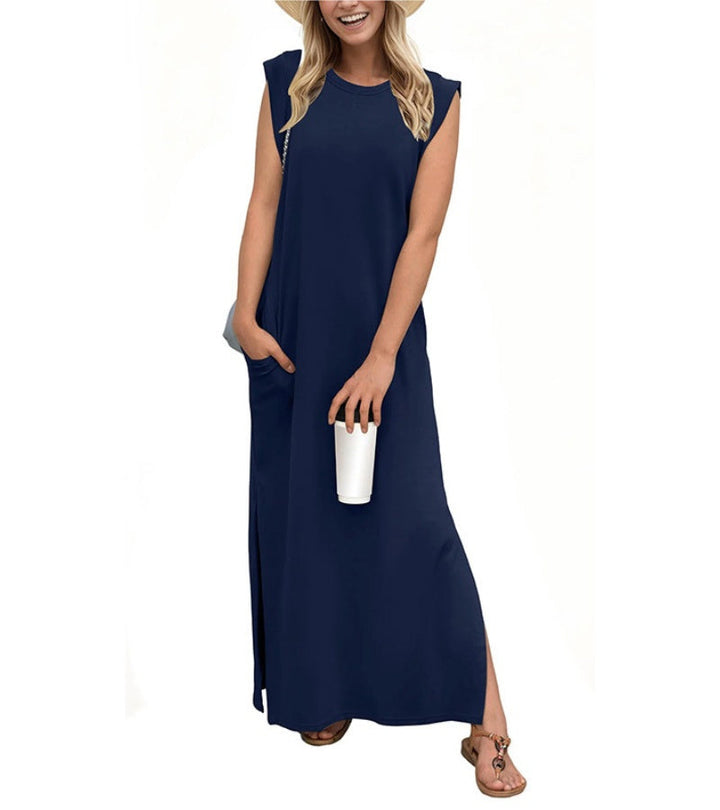 Rosemarie | Casual maxi jurk met split en strijkvrij