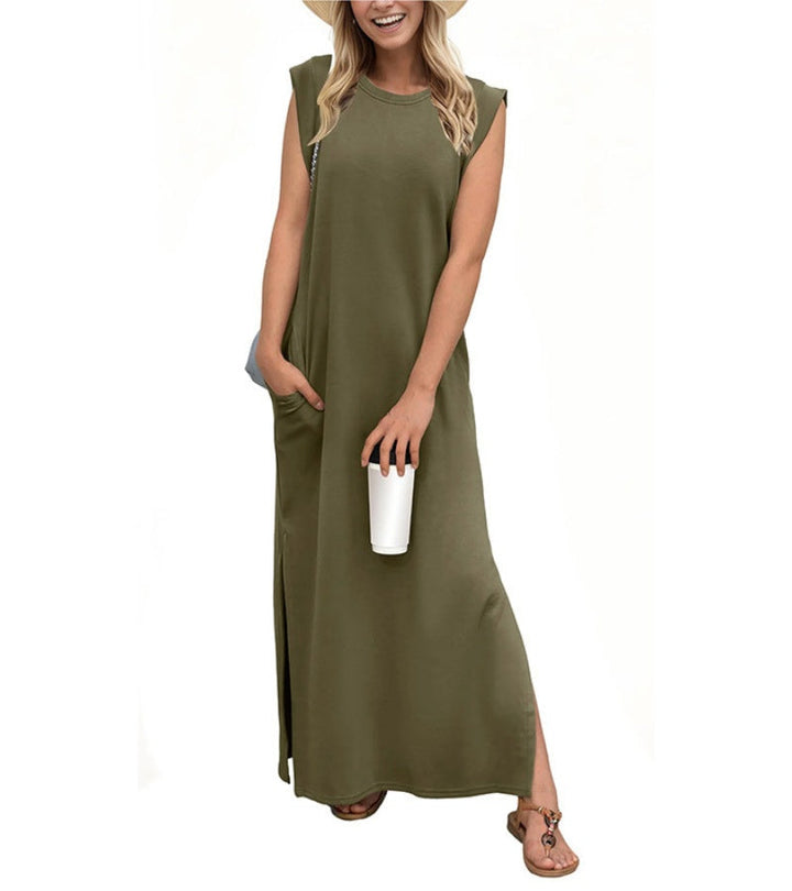 Rosemarie | Casual maxi jurk met split en strijkvrij