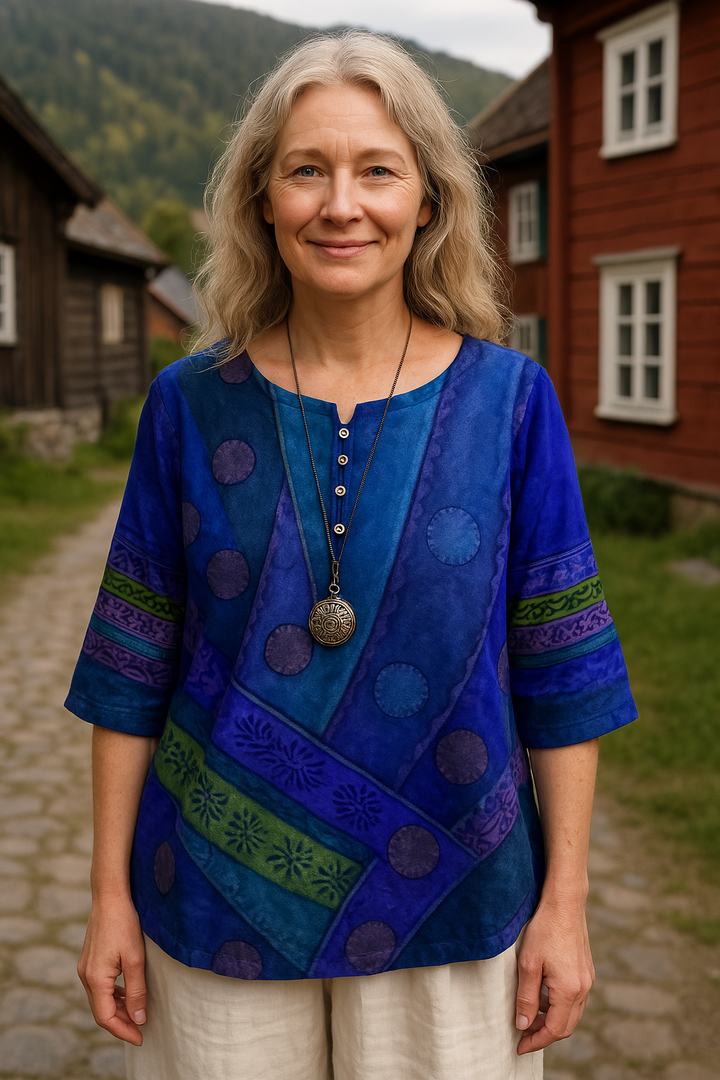 Levendige en stijlvolle blouse met halflange mouwen