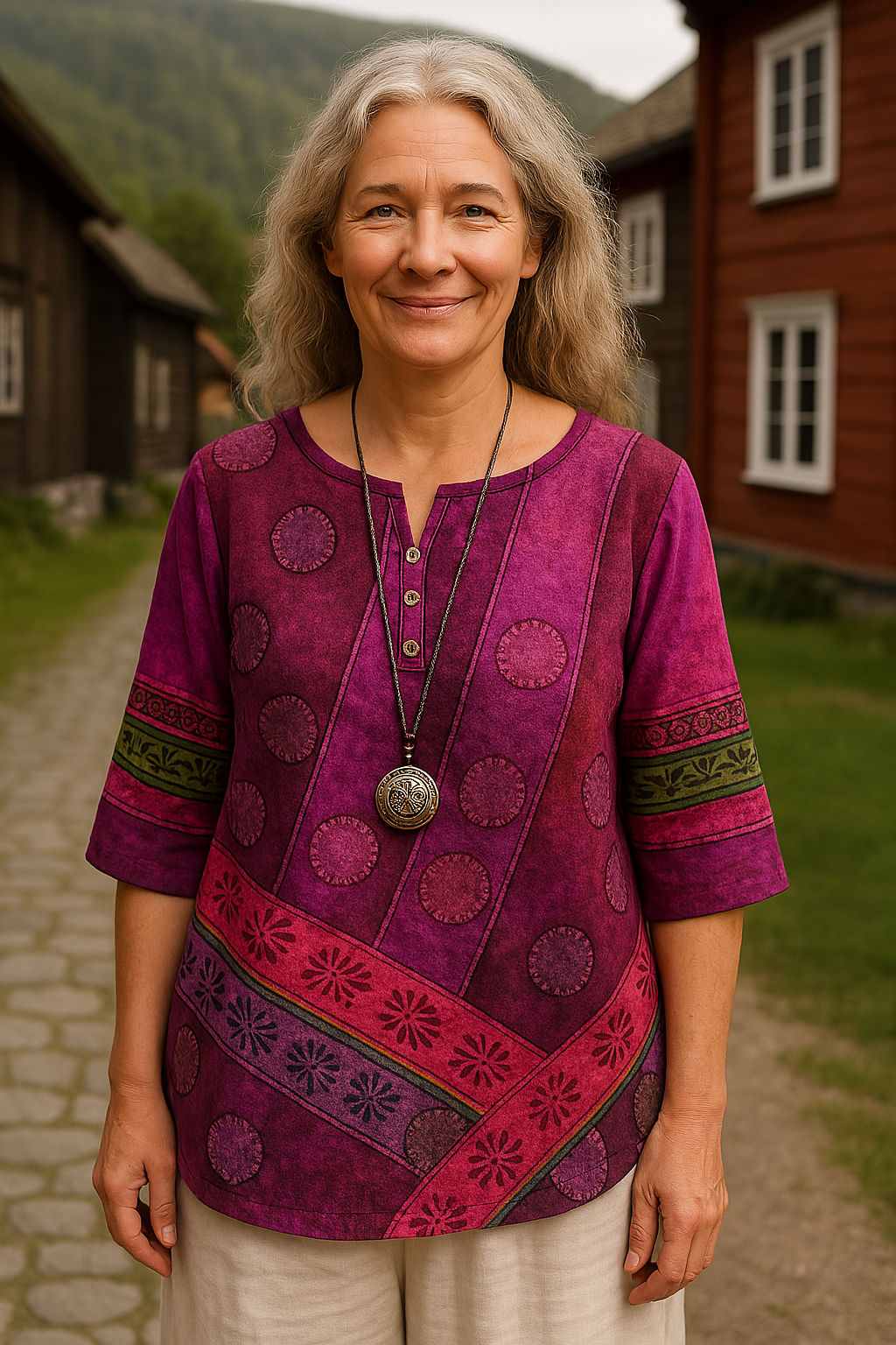 Levendige en stijlvolle blouse met halflange mouwen