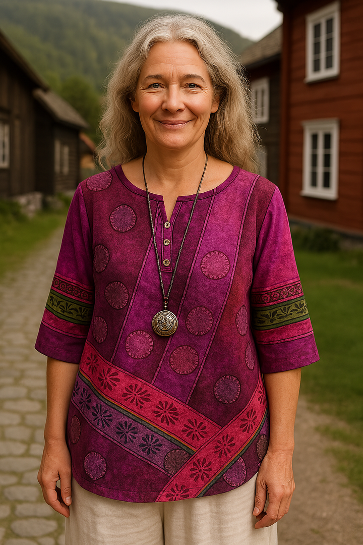 Levendige en stijlvolle blouse met halflange mouwen