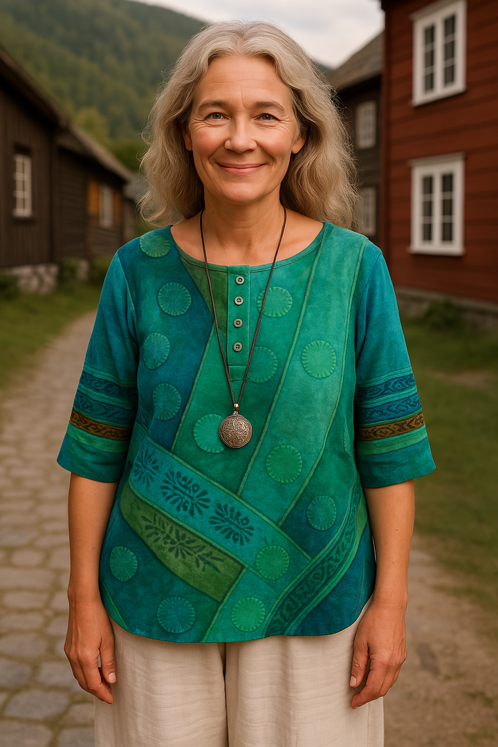 Levendige en stijlvolle blouse met halflange mouwen