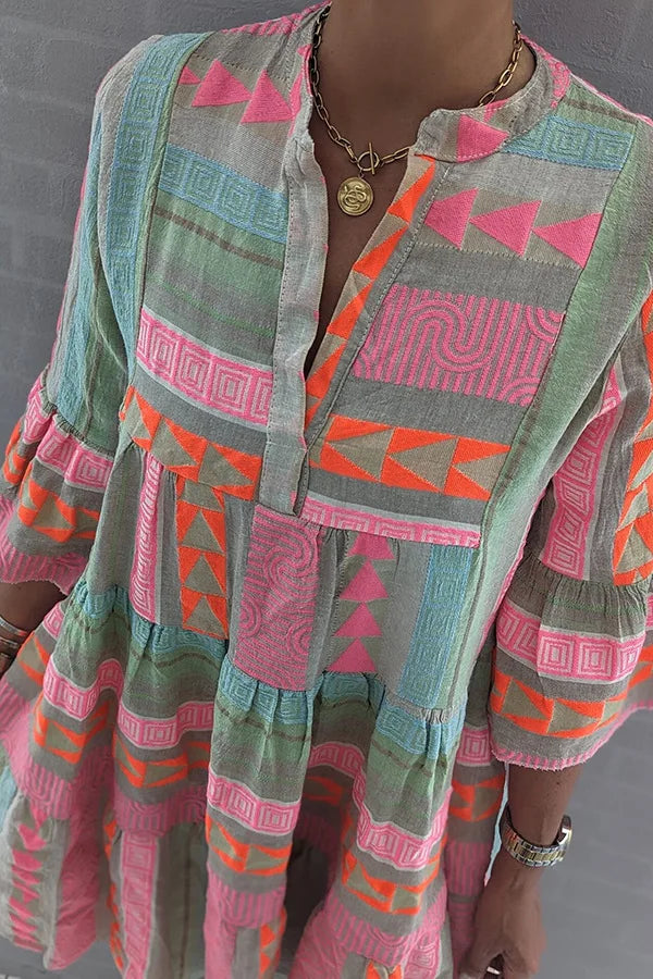 Juliane – Boho Swingjurk met Trapsgewijs Ontwerp