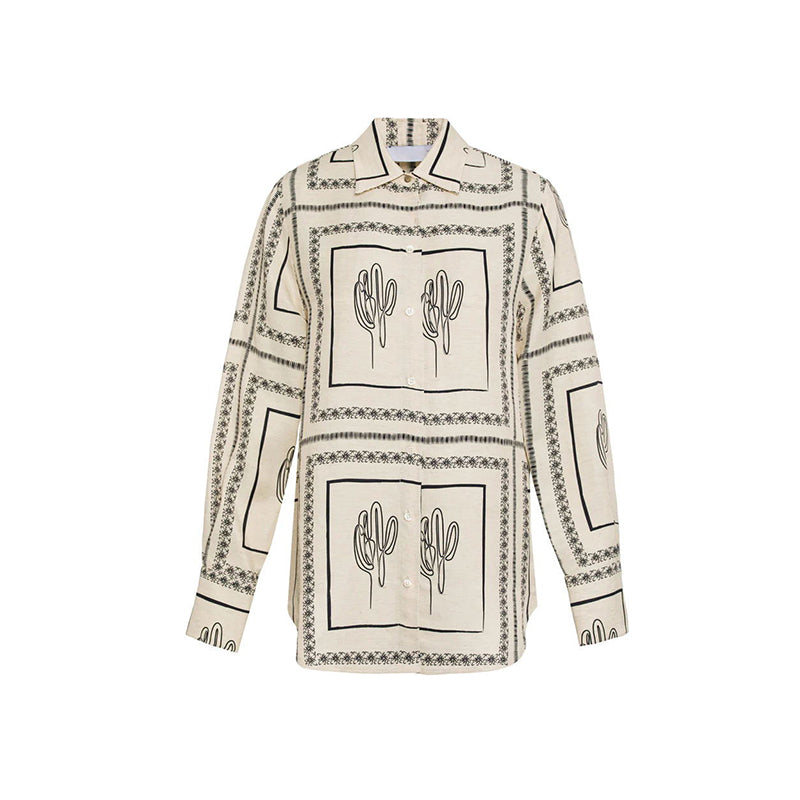 Chique damesset met patroon: blouse & wijde broek