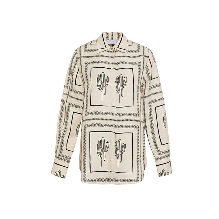 Chique damesset met patroon: blouse & wijde broek