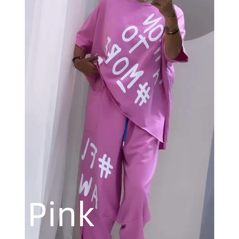 Comfortabele casual set voor vrouwen: t-shirt en broek