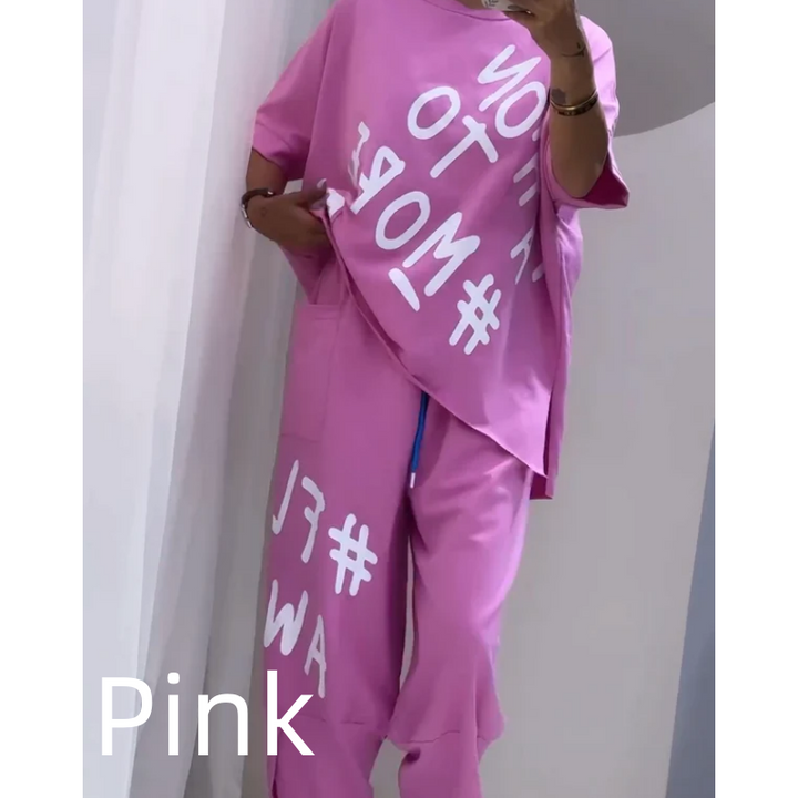 Comfortabele casual set voor vrouwen: t-shirt en broek