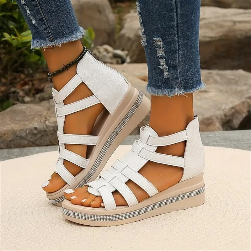 Wedge™ | Sandalen met strass-decoratie