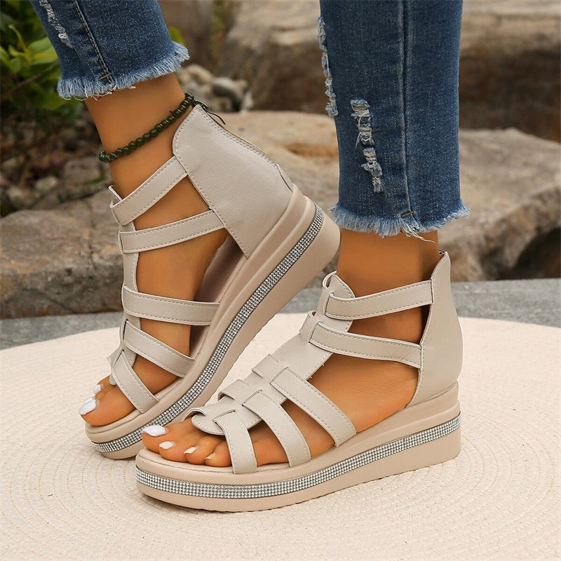 Wedge™ | Sandalen met strass-decoratie